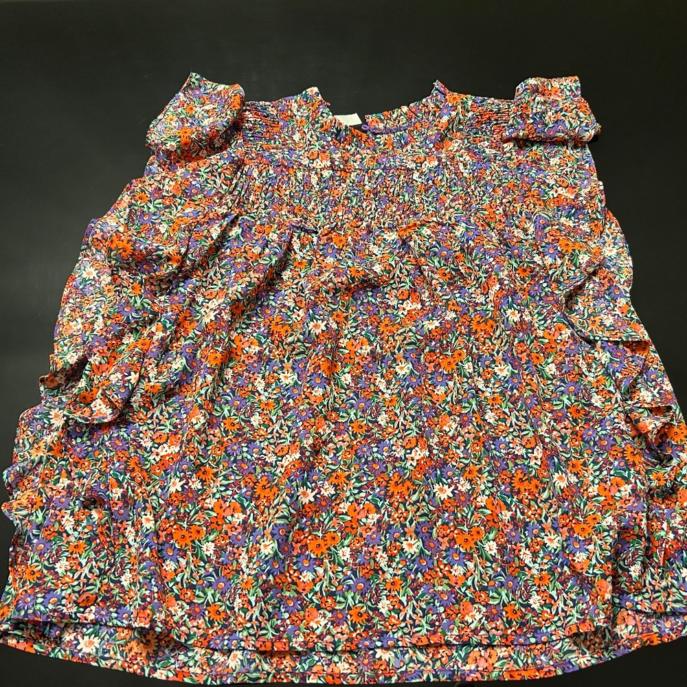 Floral Ruffel Sleeveless Top (Small)